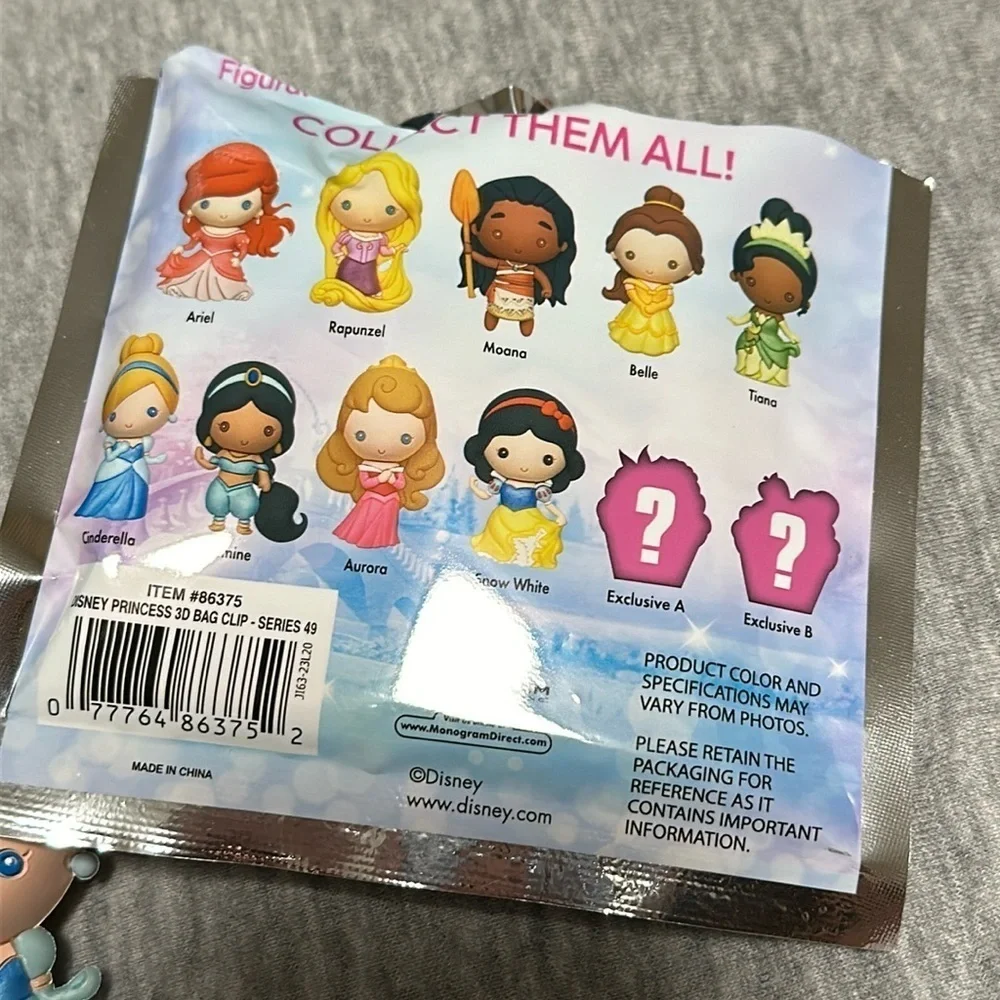 Disney Princess Figural Bag Clip Keychain collectible RARE mermaid cupcake